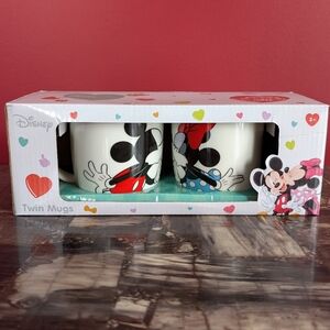 Disney Twin Mugs Set - Kissing Mickey and Minnie Mouse Boxed Mug Set